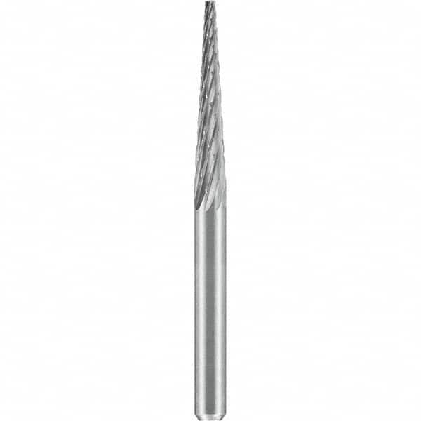 SGS Pro - 1/8" Cut Diam, 1/8" Shank Diam, Tungsten Carbide Double Cut Cone Burr - Industrial Tool & Supply