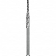 SGS Pro - 1/8" Cut Diam, 1/8" Shank Diam, Tungsten Carbide Double Cut Cone Burr - Industrial Tool & Supply