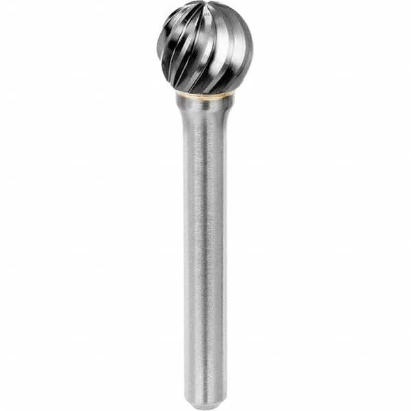 SGS Pro - 1/2" Cut Diam, 1/4" Shank Diam, Tungsten Carbide Inox Cut Ball Burr - Industrial Tool & Supply