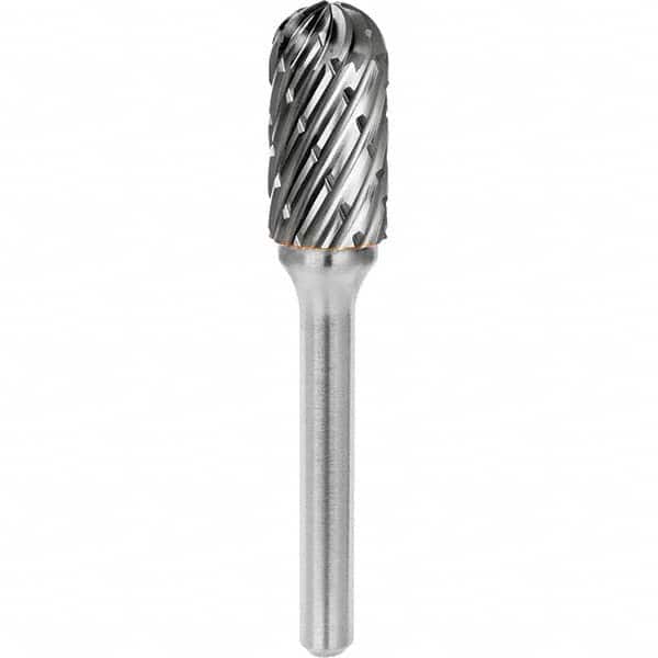SGS Pro - 1/4" Cut Diam, 1/4" Shank Diam, Tungsten Carbide Steel Cut Ball Nose Cylinder Burr - Industrial Tool & Supply
