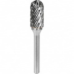 SGS Pro - 1/2" Cut Diam, 1/4" Shank Diam, Tungsten Carbide Steel Cut Ball Nose Cylinder Burr - Industrial Tool & Supply