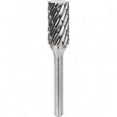 SGS Pro - 3/8" Cut Diam, 1/4" Shank Diam, Tungsten Carbide Steel Cut Cylinder Burr - Industrial Tool & Supply