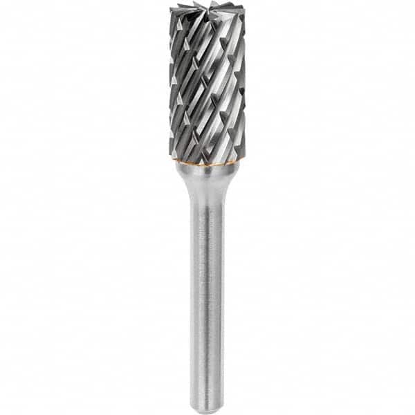 SGS Pro - 1/4" Cut Diam, 1/4" Shank Diam, Tungsten Carbide Steel Cut Cylinder Burr with End Cut - Industrial Tool & Supply