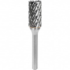 SGS Pro - 1/2" Cut Diam, 1/4" Shank Diam, Tungsten Carbide Steel Cut Cylinder Burr with End Cut - Industrial Tool & Supply