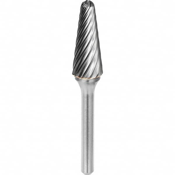 SGS Pro - 5/16" Cut Diam, 1/4" Shank Diam, Tungsten Carbide Inox Cut Ball Nose Cone Burr - Industrial Tool & Supply