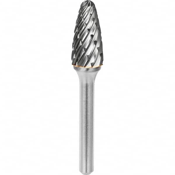 SGS Pro - 1/2" Cut Diam, 1/4" Shank Diam, Tungsten Carbide Steel Cut Ball Nose Tree Burr - Industrial Tool & Supply
