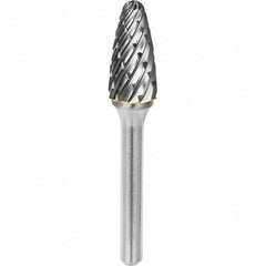 SGS Pro - 1/2" Cut Diam, 1/4" Shank Diam, Tungsten Carbide Steel Cut Ball Nose Tree Burr - Industrial Tool & Supply