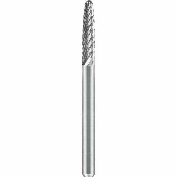 SGS Pro - 1/8" Cut Diam, 1/8" Shank Diam, Tungsten Carbide Double Cut Ball Nose Tree Burr - Industrial Tool & Supply