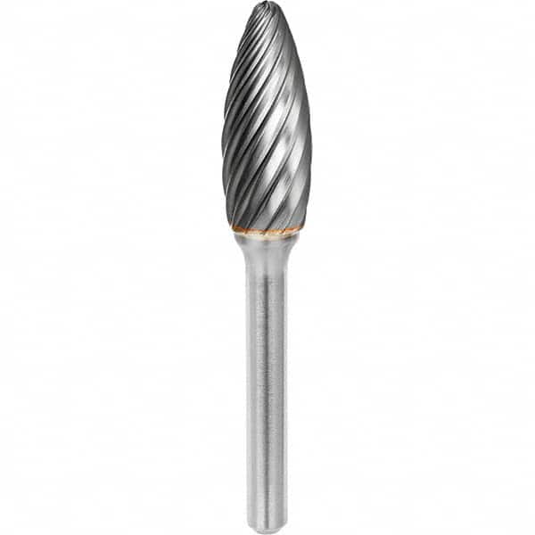 SGS Pro - 5/16" Cut Diam, 1/4" Shank Diam, Tungsten Carbide Inox Cut Flame Burr - Industrial Tool & Supply