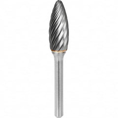 SGS Pro - 1/2" Cut Diam, 1/4" Shank Diam, Tungsten Carbide Inox Cut Flame Burr - Industrial Tool & Supply
