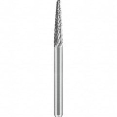 SGS Pro - 1/8" Cut Diam, 1/8" Shank Diam, Tungsten Carbide Double Cut Ball Nose Cone Burr - Industrial Tool & Supply