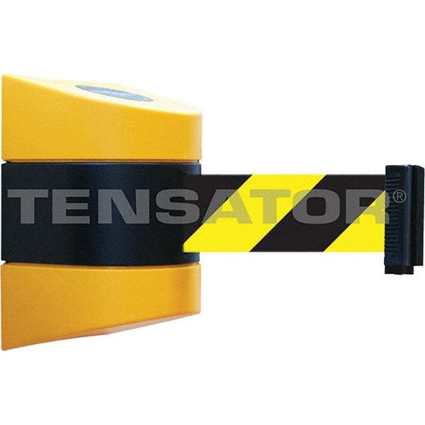 Tensator - 7-1/4" High x 4-3/4" Long x 4-3/4" Wide Magnetic Wall Mount Barrier - Yellow Powdercoat Finish, Black/Yellow, Use with Wall Mount - Industrial Tool & Supply