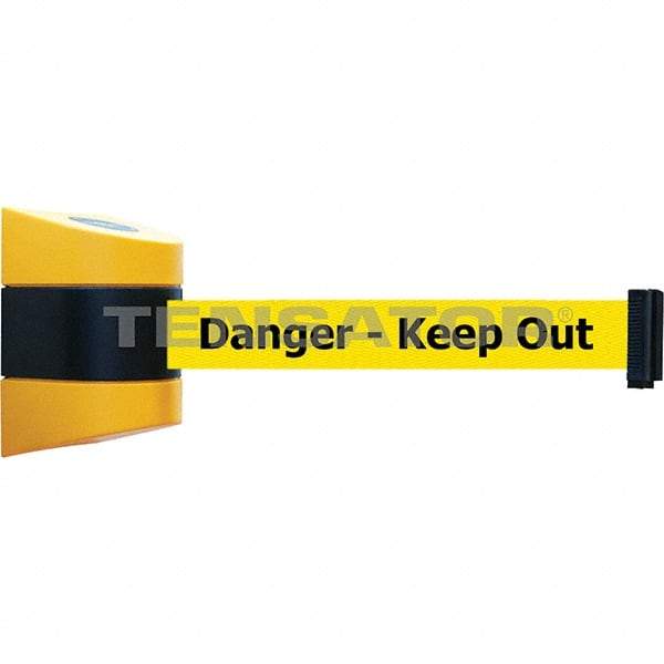 Tensator - 5-1/2" High x 3-1/4" Long x 3-1/4" Wide Magnetic Wall Mount Barrier - Metal, Yellow Powdercoat Finish, Black/Yellow, Use with Wall Mount - Industrial Tool & Supply