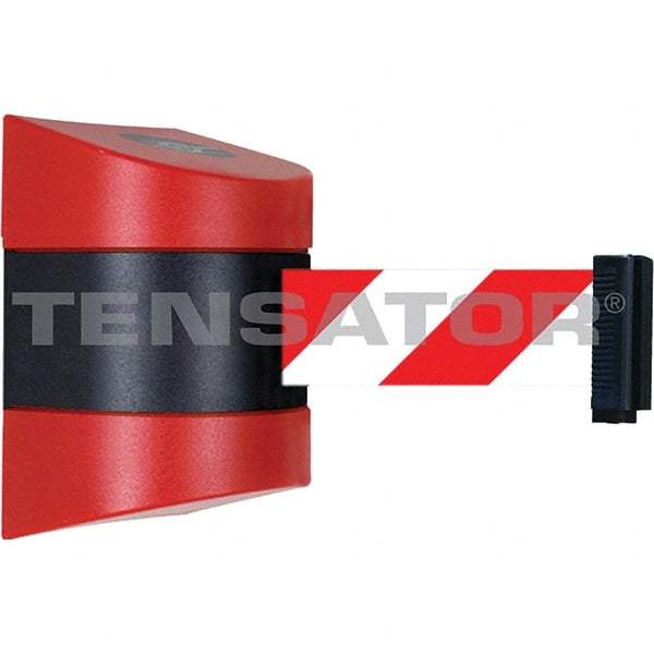Tensator - 7-1/4" High x 4-3/4" Long x 4-3/4" Wide Magnetic Wall Mount Barrier - Metal, Red Powdercoat Finish, Red/Black, Use with Wall Mount - Industrial Tool & Supply