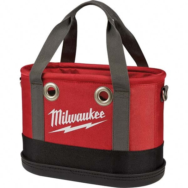 Milwaukee Tool - 24 Pocket, Ballistic Nylon, Black/Red Tool Bag - Industrial Tool & Supply