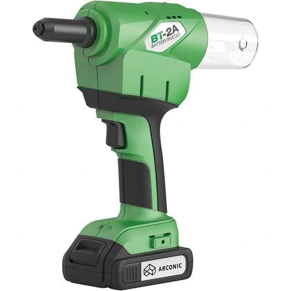 Marson - All up to 3/16" Closed End Rivet Capacity , 2,248 Lb Pull Force Cordless Electric Riveter - 0.83" Stroke Length, 14.4 Volt, Mandrel Collection, Battery Included - Industrial Tool & Supply