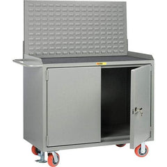 Little Giant - 3,600 Lb Capacity, 2 Shelf, 2 Door Mobile Bench Cabinet with Louvered Panel - 41" Wide x 24" Deep x 43" High, Steel - Industrial Tool & Supply