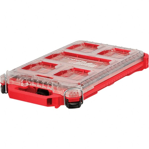 Milwaukee Tool - PACKOUT 5 Compartment Red Small Parts Compact Low-Profile Organizer - Industrial Tool & Supply