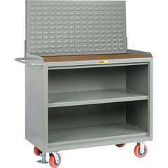 Little Giant - 3,600 Lb Capacity, 3 Shelf Mobile Bench Cabinet with Louvered Panel - 53" Wide x 24" Deep x 43" High, Steel - Industrial Tool & Supply