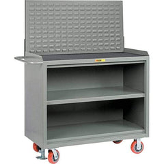 Little Giant - 3,600 Lb Capacity, 3 Shelf Mobile Bench Cabinet with Louvered Panel - 53" Wide x 24" Deep x 43" High, Steel - Industrial Tool & Supply