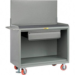 Little Giant - 3,600 Lb Capacity, 2 Shelf, 1 Drawer Mobile Bench Cabinet with Pegboard Panel - 41" Wide x 24" Deep x 43" High, Steel - Industrial Tool & Supply