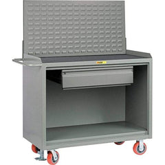 Little Giant - 3,600 Lb Capacity, 2 Shelf, 1 Drawer Mobile Bench Cabinet with Louvered Panel - 41" Wide x 24" Deep x 43" High, Steel - Industrial Tool & Supply