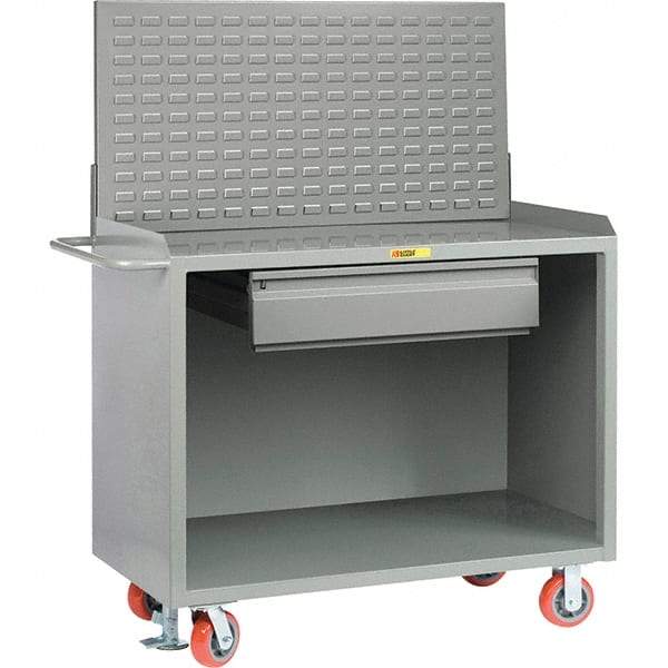 Little Giant - 3,600 Lb Capacity, 2 Shelf, 1 Drawer Mobile Bench Cabinet with Louvered Panel - 53" Wide x 24" Deep x 43" High, Steel - Industrial Tool & Supply