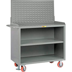 Little Giant - 3,600 Lb Capacity, 3 Shelf Mobile Bench Cabinet with Louvered Panel - 53" Wide x 24" Deep x 43" High, Steel - Industrial Tool & Supply