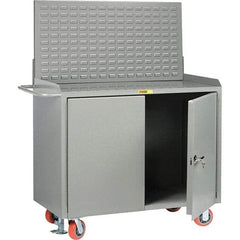 Little Giant - 3,600 Lb Capacity, 2 Shelf, 2 Door Mobile Bench Cabinet with Louvered Panel - 41" Wide x 24" Deep x 43" High, Steel - Industrial Tool & Supply