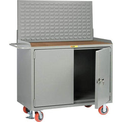 Little Giant - 3,600 Lb Capacity, 2 Shelf, 2 Door Mobile Bench Cabinet with Louvered Panel - 53" Wide x 24" Deep x 43" High, Steel - Industrial Tool & Supply