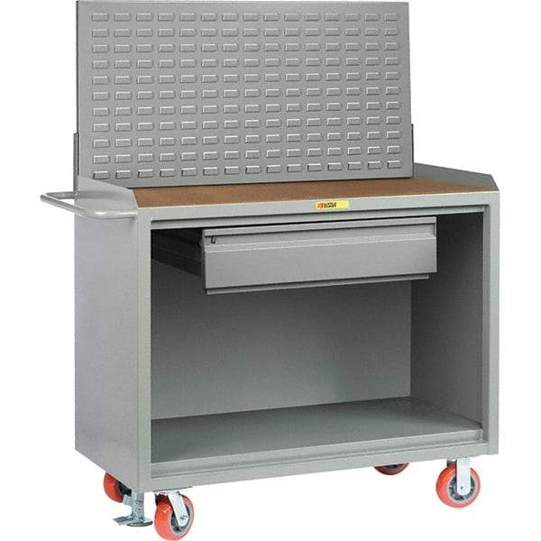 Little Giant - 3,600 Lb Capacity, 2 Shelf, 1 Drawer Mobile Bench Cabinet with Louvered Panel - 41" Wide x 24" Deep x 43" High, Steel - Industrial Tool & Supply