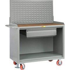 Little Giant - 3,600 Lb Capacity, 2 Shelf, 1 Drawer Mobile Bench Cabinet with Louvered Panel - 53" Wide x 24" Deep x 43" High, Steel - Industrial Tool & Supply