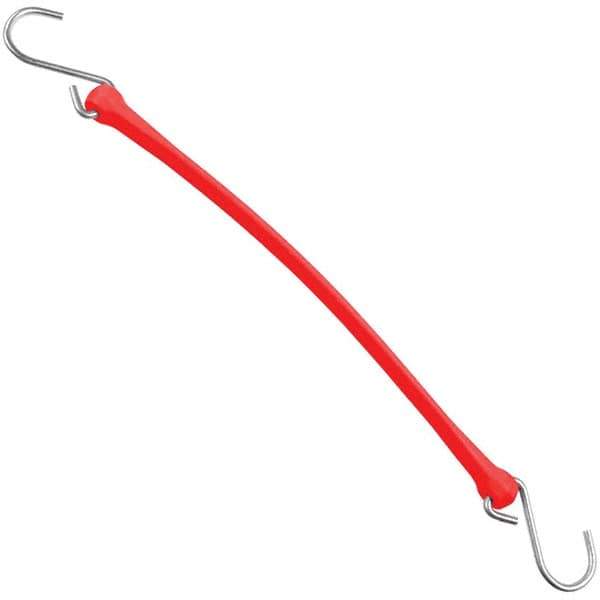 The Perfect Bungee - Heavy Duty Bungee Strap with Triangulated Galvanized S Hook - 18" OAL, Red - Industrial Tool & Supply
