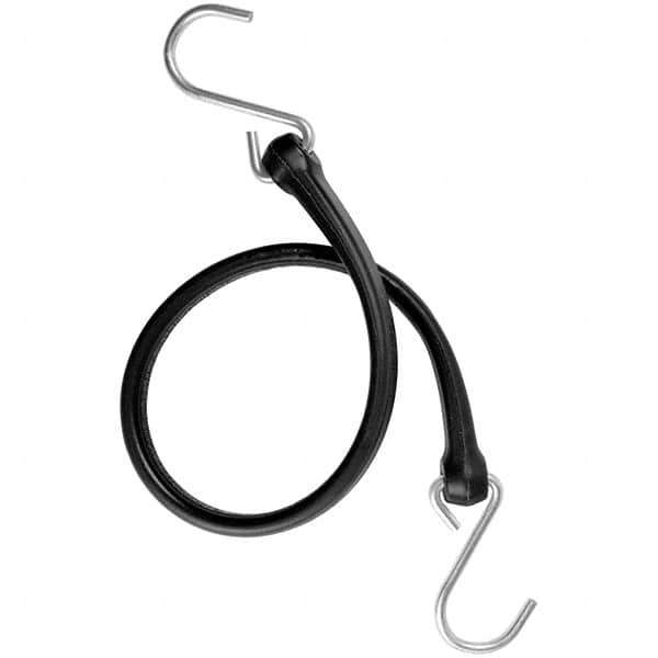 The Perfect Bungee - Heavy Duty Bungee Strap with Triangulated Galvanized S Hook - 24" OAL, Black - Industrial Tool & Supply