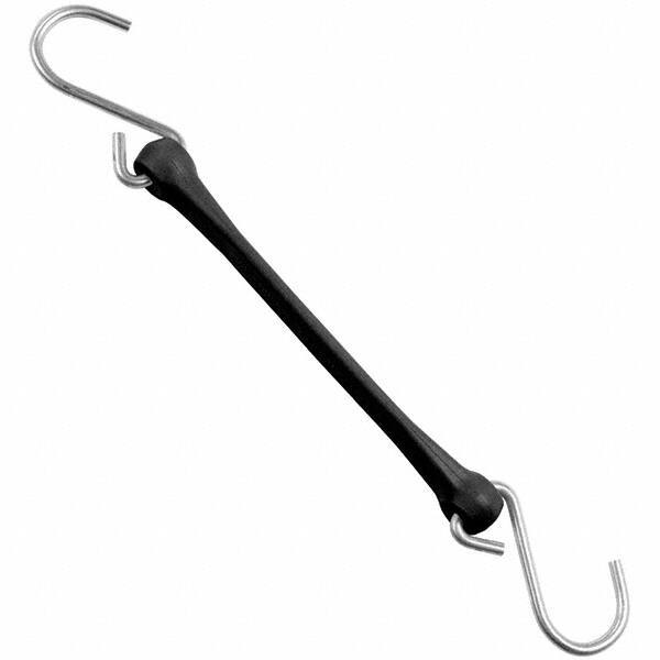 The Perfect Bungee - Heavy Duty Bungee Strap with Triangulated Galvanized S Hook - 12" OAL, Black - Industrial Tool & Supply