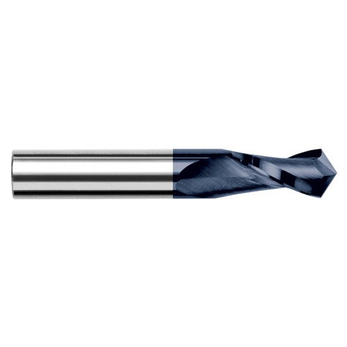 0.2500″ (1/4″) Cutter Diameter × 0.7500″ (3/4″) Length of Cut × 120° included Carbide Drill/End Mill, 2 Flutes, AlTiN Coated
