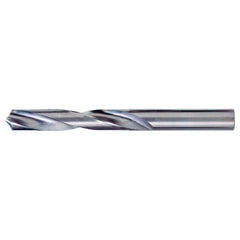 ‎#20 Dia. × 0.161″ Shank × 1-3/8″ Flute Length × 2-1/2″ OAL, 118°, Bright, 2xD Flute, Round Solid Carbide Drill - Exact Industrial Supply