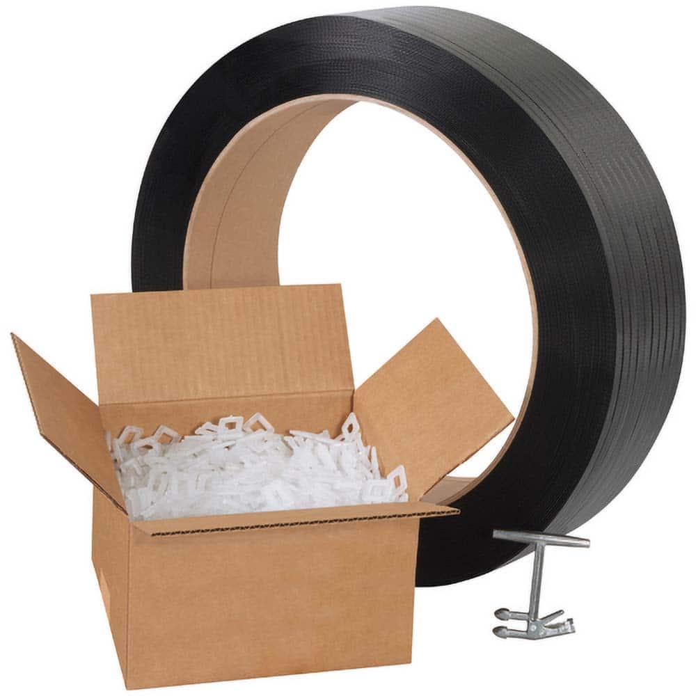 Value Collection - Strapping Kits Type: Polypropylene Strapping Kit Contents: 9000' of 1/2" Polypropylene; 1000 Plastic Buckles; Tensioner; Cutter - Industrial Tool & Supply