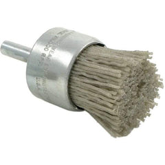 Brush Research Mfg. - 120 Grit, 1/2" Brush Diam, Crimped, End Brush - Medium Grade, 1/4" Diam Steel Shank, 20,000 Max RPM - Industrial Tool & Supply