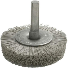 Brush Research Mfg. - 80 Grit, 1-3/4" Brush Diam, Crimped, Flared End Brush - Coarse Grade, 1/4" Diam Steel Shank, 2,500 Max RPM - Industrial Tool & Supply