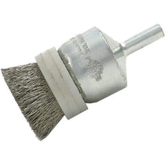 Brush Research Mfg. - 3/4" Brush Diam, Crimped, End Brush - 1/4" Diam Steel Shank, 20,000 Max RPM - Industrial Tool & Supply