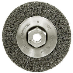4″ Narrow Face Crimped Wire Wheel, .014″ Steel Fill, 3/8″-24 UNF Nut - Industrial Tool & Supply