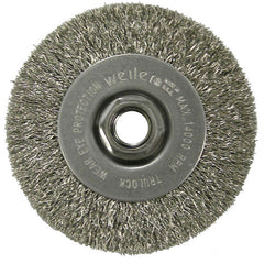 4″ Narrow Face Crimped Wire Wheel, .014″ Stainless Steel Fill, 5/8″-11 UNC Nut - Industrial Tool & Supply