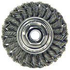 4" Diameter - M10 x 1.25 Arbor Hole - Knot Twist Steel Wire Straight Wheel - Industrial Tool & Supply