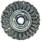 4" Diameter - M10 x 1.25 Arbor Hole - Knot Twist Steel Wire Straight Wheel - Industrial Tool & Supply