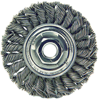 4" Diameter - M10 x 1.50 Arbor Hole - Knot Twist Steel Wire Straight Wheel - Industrial Tool & Supply