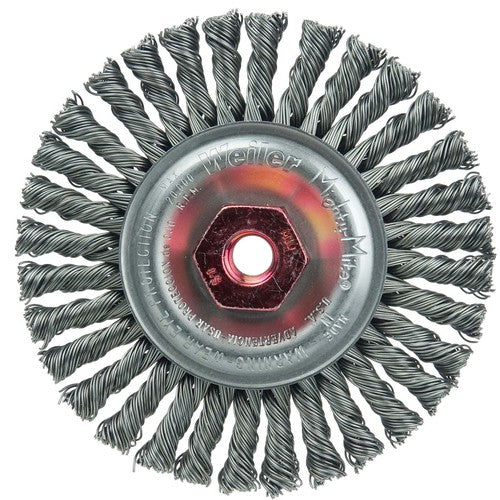 4″ Diameter - MI0 × 1.50 Arbor Hole - Stringer Bead Twist Steel Wire Straight Wheel - Industrial Tool & Supply