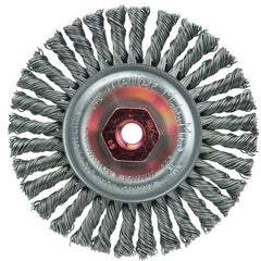4″ Diameter - MI0 × 1.50 Arbor Hole - Stringer Bead Twist Steel Wire Straight Wheel - Industrial Tool & Supply