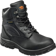 Work Boot: Size 7.5, 6″ High, Leather, Steel Toe Wide Width, Non-Slip Sole