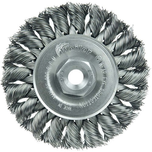 3″ Standard Twist Knot Wire Wheel, .014″ Steel Fill, 3/8″-24 UNF Nut - Industrial Tool & Supply